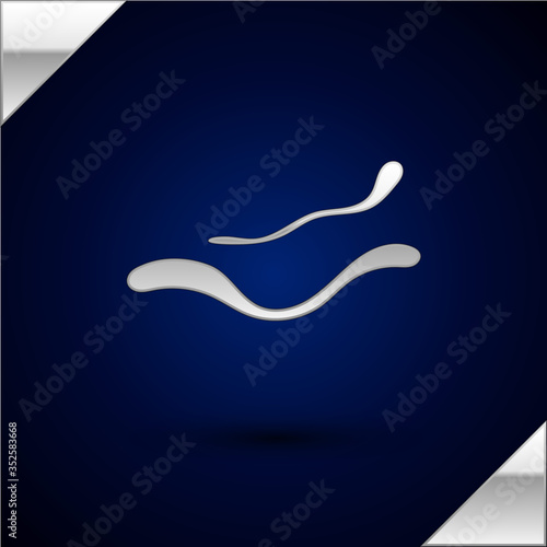 Silver Ebola virus disease icon isolated on dark blue background. Vector Illustration.