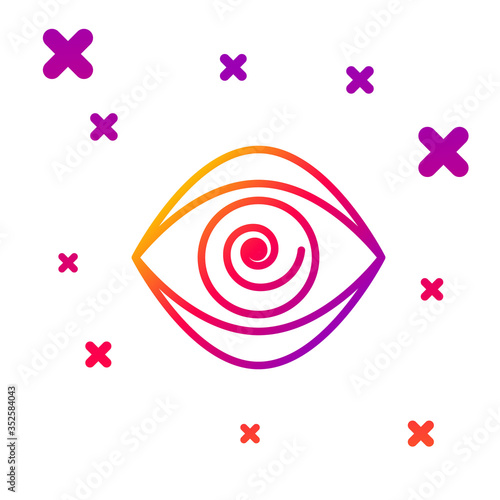 Color line Hypnosis icon isolated on white background. Human eye with spiral hypnotic iris. Gradient random dynamic shapes. Vector Illustration.