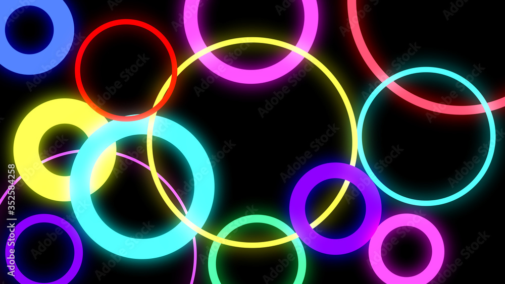 Abstract Neon bright lens flare colored on black background. Laser show colorful design for banners advertising technologies Abstract Neon bright lens flare colored on black background. Laser show colorful design for banners advertising technologies