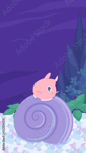 フウセンウオの背景イラスト_青_縦_16:9