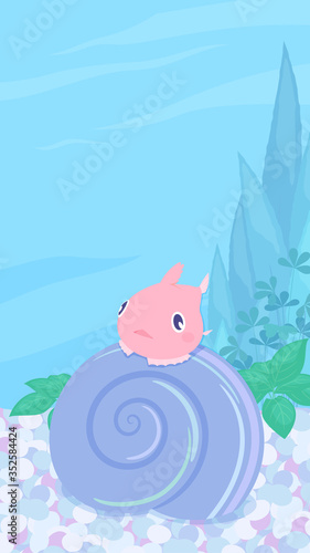 フウセンウオの背景イラスト_水色_縦_16:9