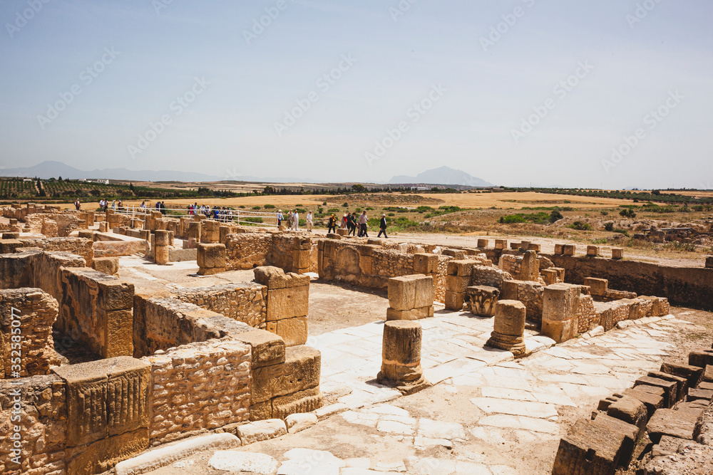 View across the archaeological site in Central Tunisia, Uthina