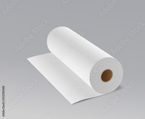 Tissue long roll white paper ,on gray background, vector illustration