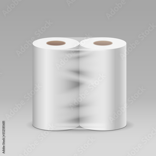 Plastic roll tissue package, design background, vector illustration