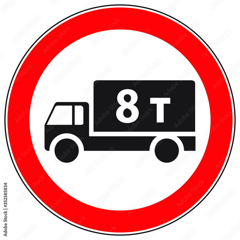 Road sign: the movement of trucks is prohibited. Road sign: the movement of trucks is prohibited.