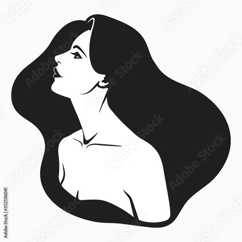 profile portrait of a girl with long hair