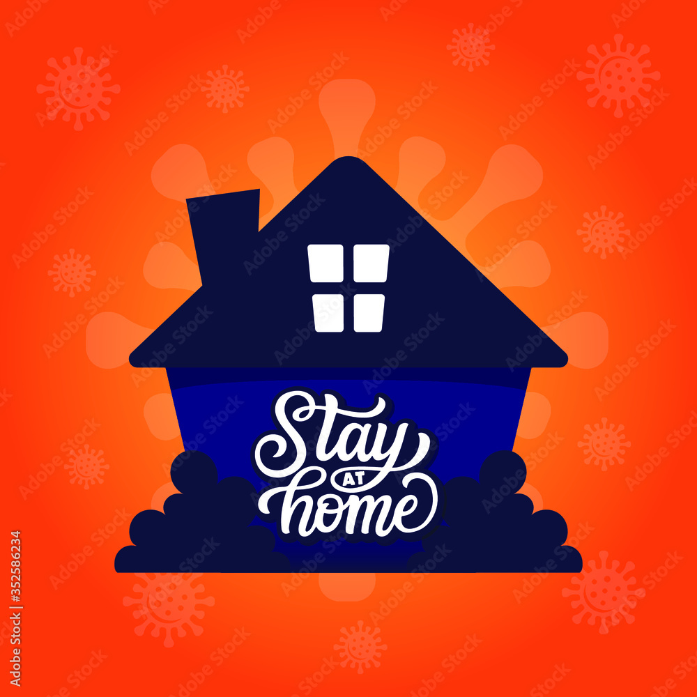 stay at home.Study online at home icon.covid  19.gradient background.ilustration