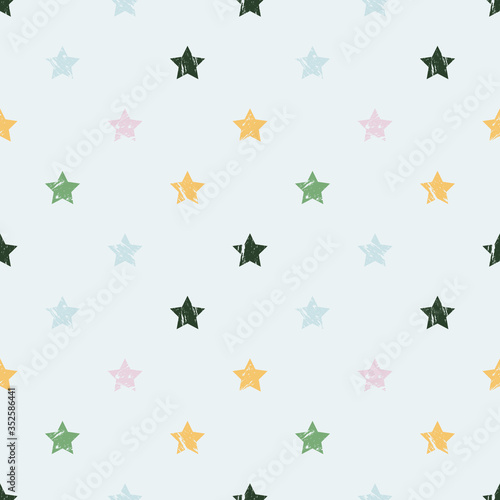 Stars are rare on a light blue background. Aged design. Seamless background.