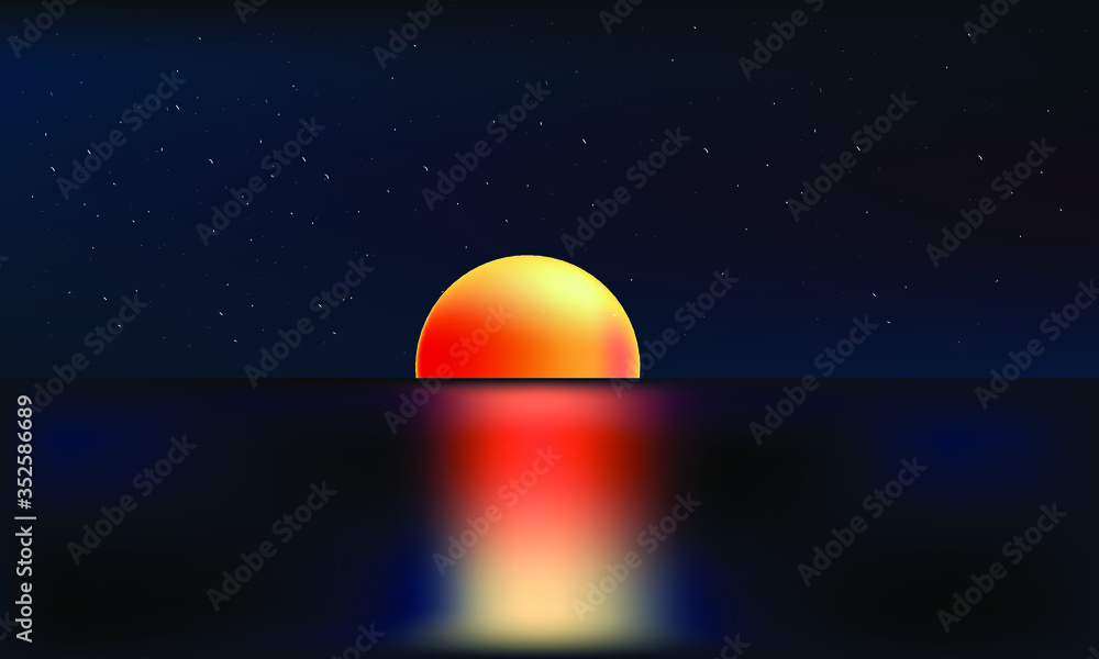 Summer sunrise or sunset background. Vector design for print or web
