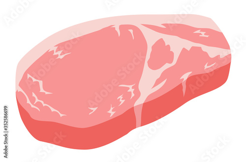 Slice of fresh pork against white background