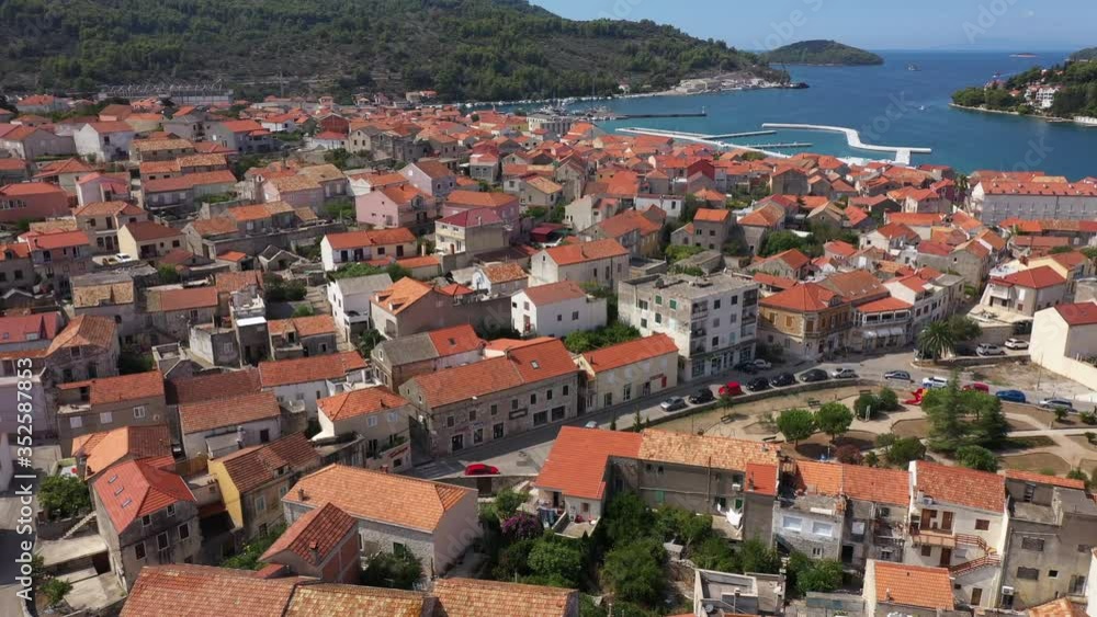 Aerial view of Vela Luka town on Korcula island, Croatia. Aerial view of Vela Luka town on Korcula island, Croatia.