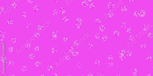 Light purple vector doodle texture with flowers.