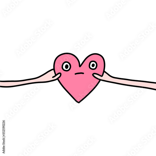 Tug of war with heart love symbol hand drawn vector illustration