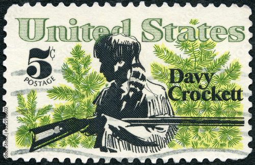 USA - 1967: shows David Davy Crockett (1786-1836), Scrub Pines, American Folklore Issue, 1967 photo