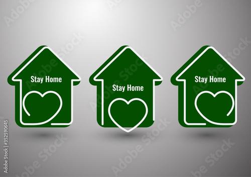 Creative icons stay home, heart, home symbol. Quarantine to prevent coronavirus infection. Vector