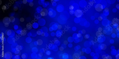 Dark BLUE vector background with bubbles. Illustration with set of shining colorful abstract spheres. Pattern for booklets, leaflets.