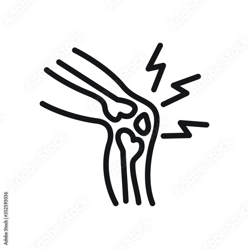 Knee pain thin line icon. Vector.