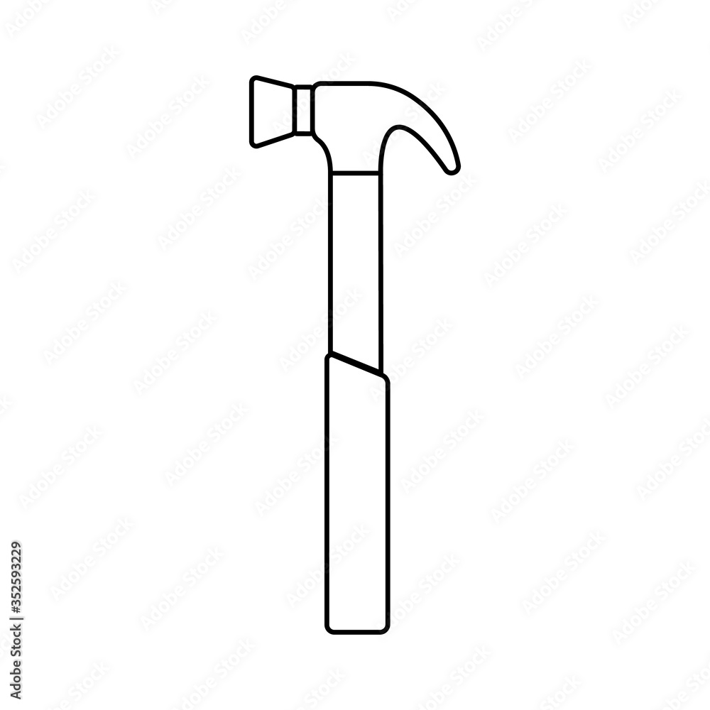 Construction black and white icon of a manual metal hammer with a wooden handle intended for building and carpentry work, for driving nails. Construction tool. Vector illustration Construction black and white icon of a manual metal hammer with a wooden handle intended for building and carpentry work, for driving nails. Construction tool. Vector illustration
