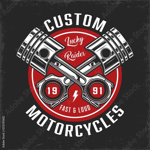 Vintage custom motorcycle round badge