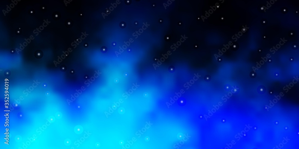 Dark BLUE vector template with neon stars. Colorful illustration in abstract style with gradient stars. Design for your business promotion.