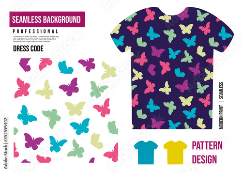 Seamless pattern. Print for clothes. Patterns for packaging. Pattern of butterflies or moths