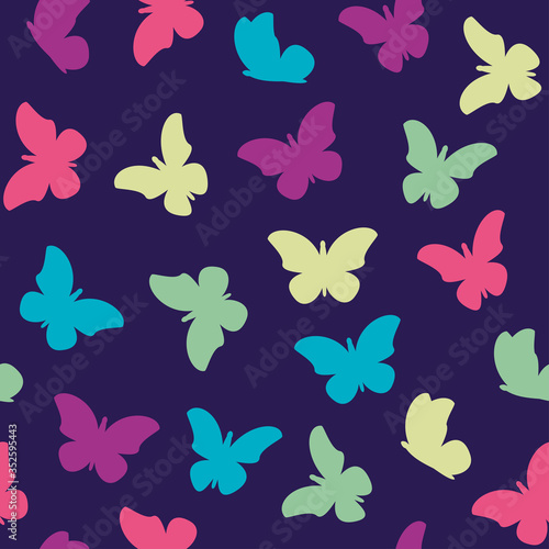 Pattern of butterflies or moths. Print design. Seamless background
