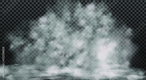 White vector cloudiness ,fog or smoke on dark checkered background.Cloudy sky or smog over the city.Vector illustration.