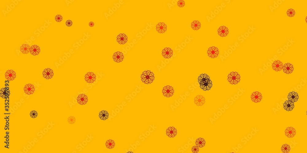 Light Red, Yellow vector doodle texture with flowers. Light Red, Yellow vector doodle texture with flowers.