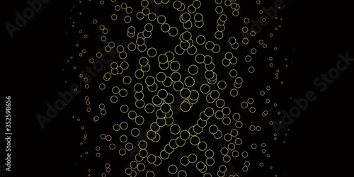 Dark Green, Yellow vector background with bubbles. Abstract decorative design in gradient style with bubbles. Pattern for business ads.