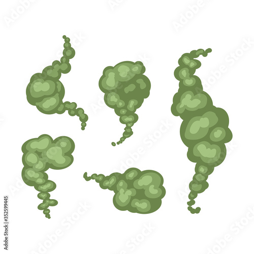 Set with bad smells. Green smoke  clouds