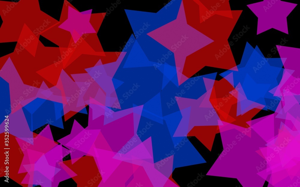 Obraz premium Multicolored translucent stars on a dark background. Orange tones. 3D illustration