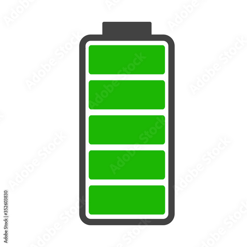 Battery charge level indicator bar icon, full, empty or loading on white for design, stock vector illustration