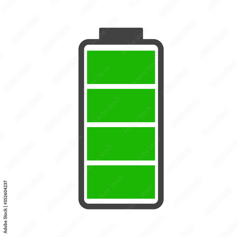 Battery charge level indicator bar icon, full, empty or loading on white for design, stock vector illustration Battery charge level indicator bar icon, full, empty or loading on white for design, stock vector illustration