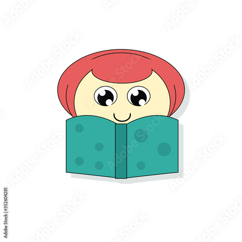Vector illustration of reading a book on white isolated background
