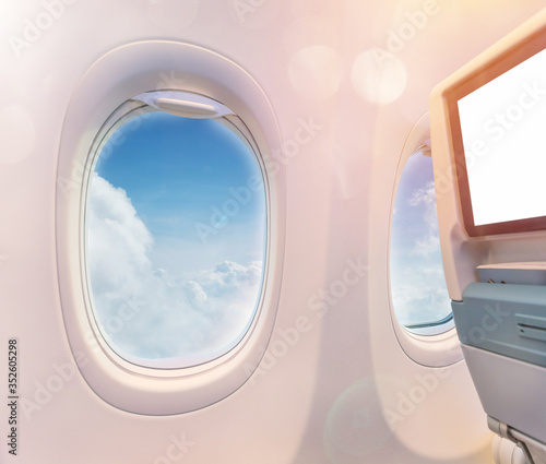 Airplane window view inside...