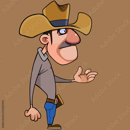 cartoon man in a cowboy hat puzzled counts on fingers