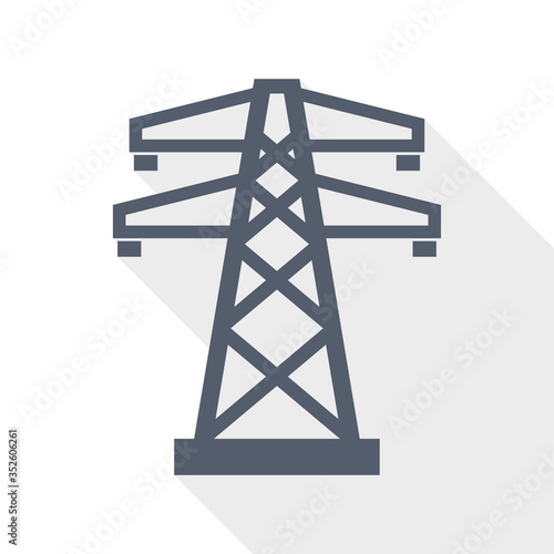Power, energy tower flat design vector icon