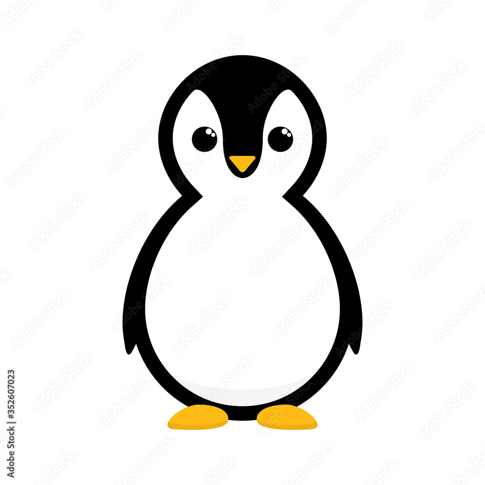 Fototapeta premium Cartoon penguin. Cute animal vector illustration isolated on white