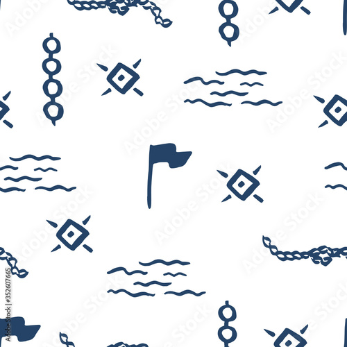 Seamless pattern with sea elements