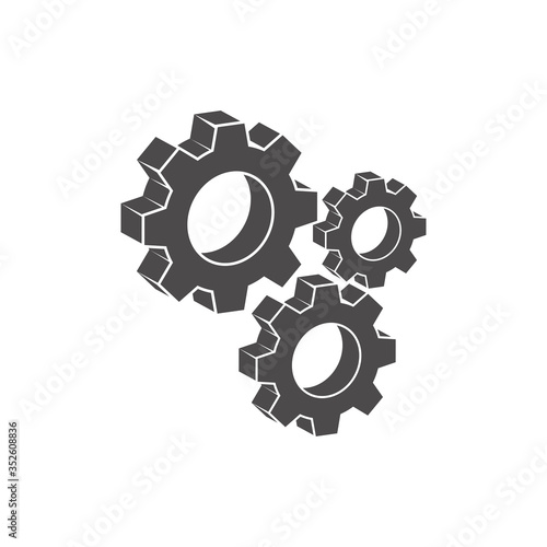 Gears icon in flat style.Vector illustration.	