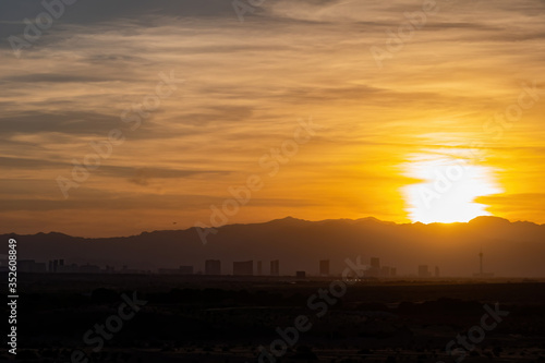 Beautiful sunset of the Las Vegas Strip