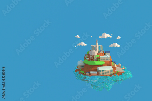 Schilderij op canvas 3D illustrator Alcatraz Island in  USA