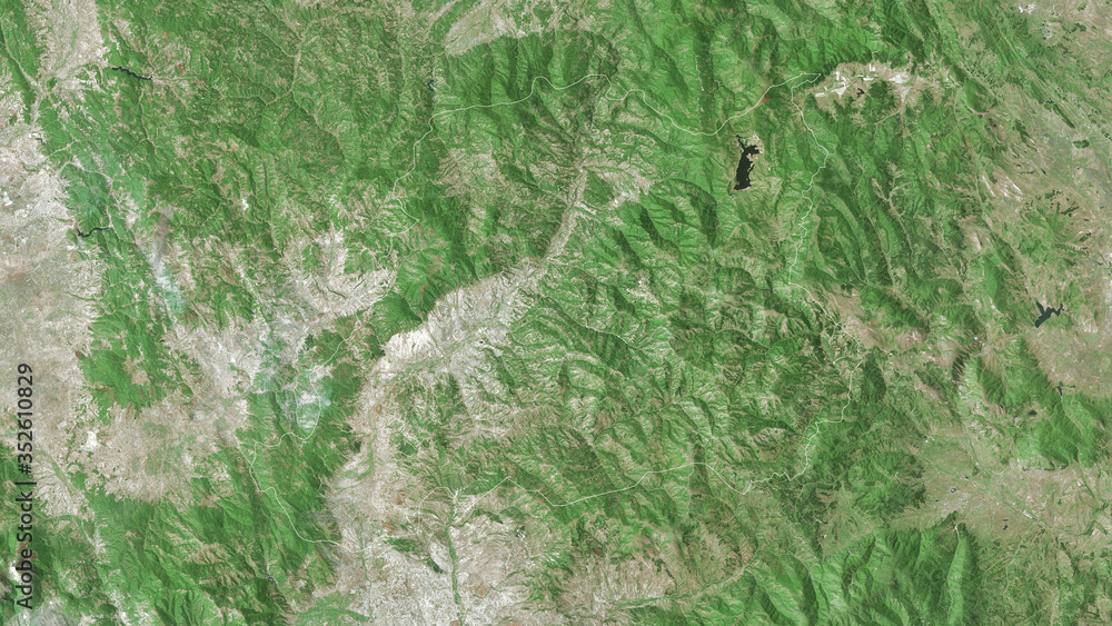 Pčinjski, Serbia - outlined. Satellite Pčinjski, Serbia - outlined. Satellite