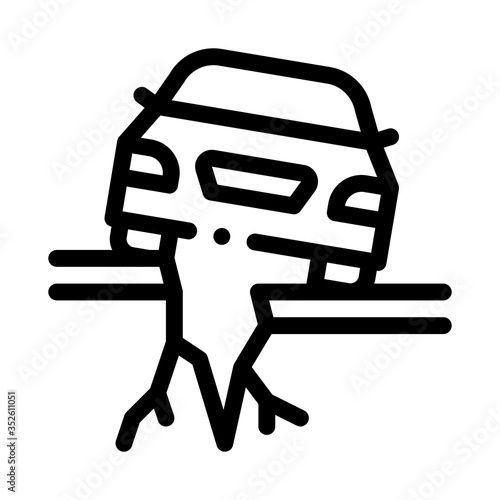 earthquake under car icon vector. earthquake under car sign. isolated contour symbol illustration