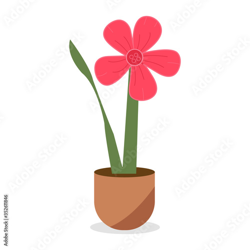 Fototapeta Naklejka Na Ścianę i Meble -  Vector illustration flower, plant growing in a pot. Potted plant icon.Seedling icon. A creative vector illustration