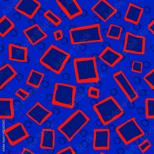 Pattern of triangular and square shapes.  Straight line drawn by hand. seamless texture.  Abstract shapes line.  Color vector  stock composition. Round shapes drawn by hand. 