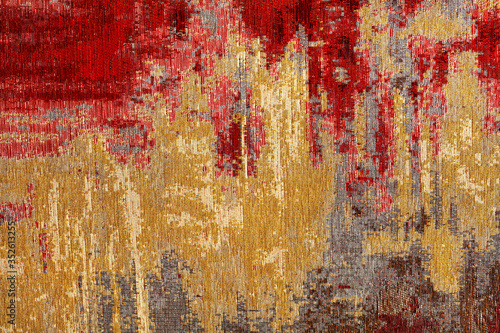Obraz na płótnie Abstract red and gold textile carpet pattern of oriental style. w salonie