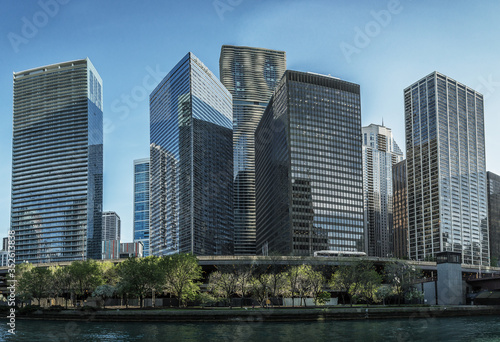 Cityscape. View of Chicago River with skyscraper in Chicago, Illinous, USA. © othman