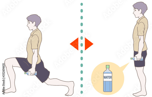 トレーニングの姿勢に注意、ランジ