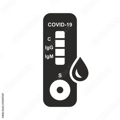Coronavirus, COVID-19 antibody test icon. Rapid strep test (RST). Rapid antigen detection test (RADT).